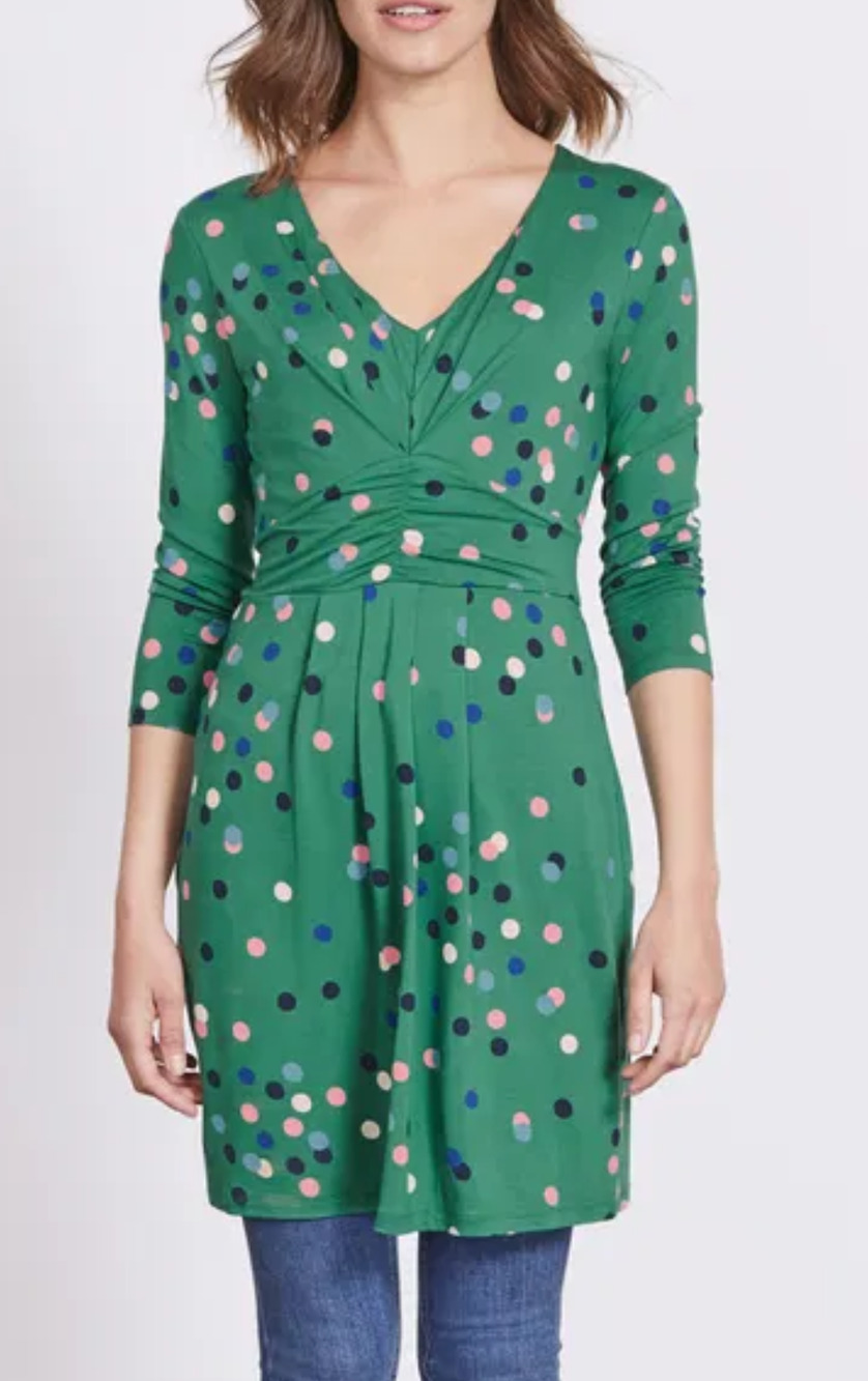 Boden Marion green polka dot jersey dress Sz 6 Retro Classic Party Indie Artsy